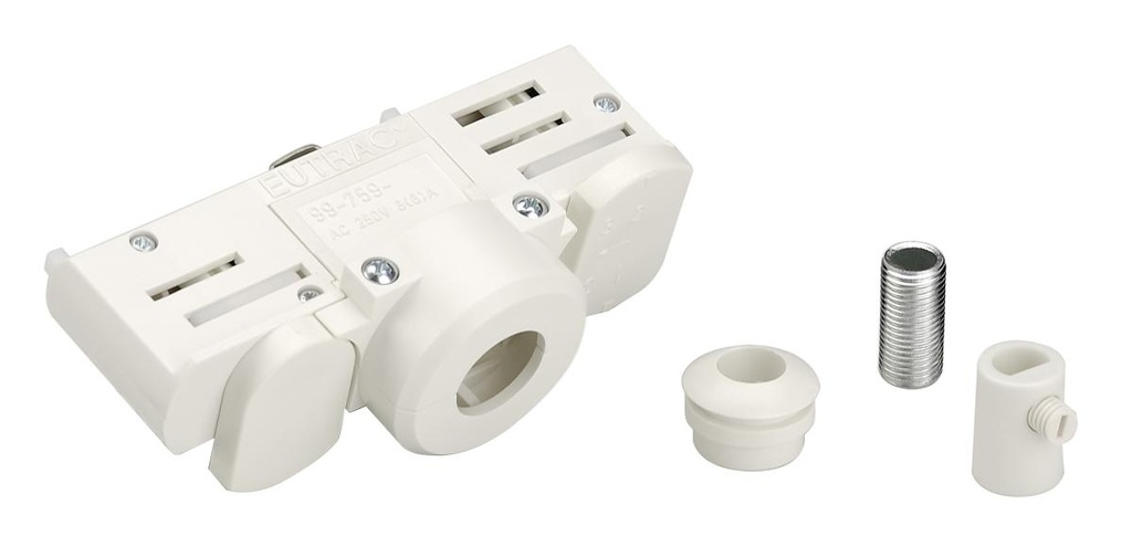 [SLV-1001542] PENDELARMATUURADAPTER, voor 3-fase 230V stroomrail, verkeerswit, incl. montagetoebehoren