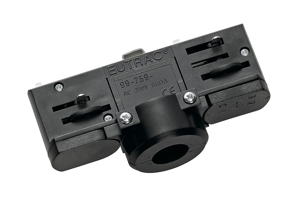 PENDELARMATUURADAPTER, voor 3-fase 230V stroomrail, zwart, incl. montagetoebehoren