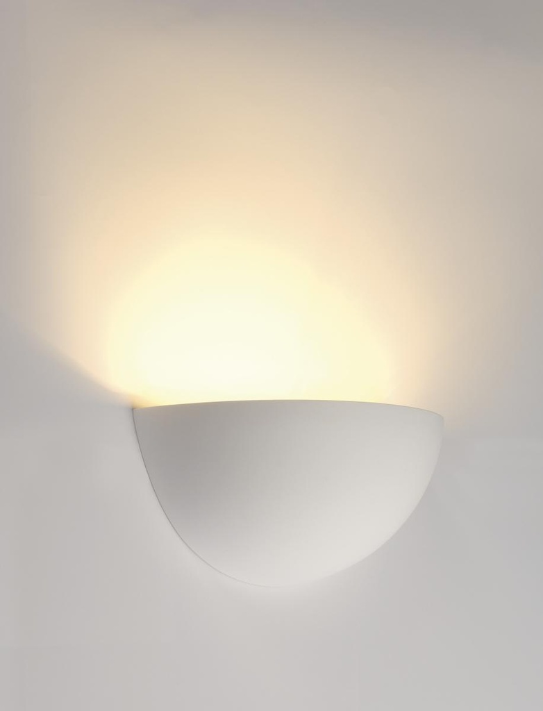 PLASTRA 101, wandarmatuur, C35, halfrond, witte gips, max. 40W