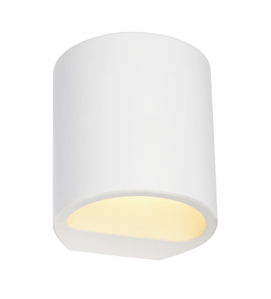 PLASTRA 104, wandarmatuur, QT14, rond, witte gips, QT14, max. 42W