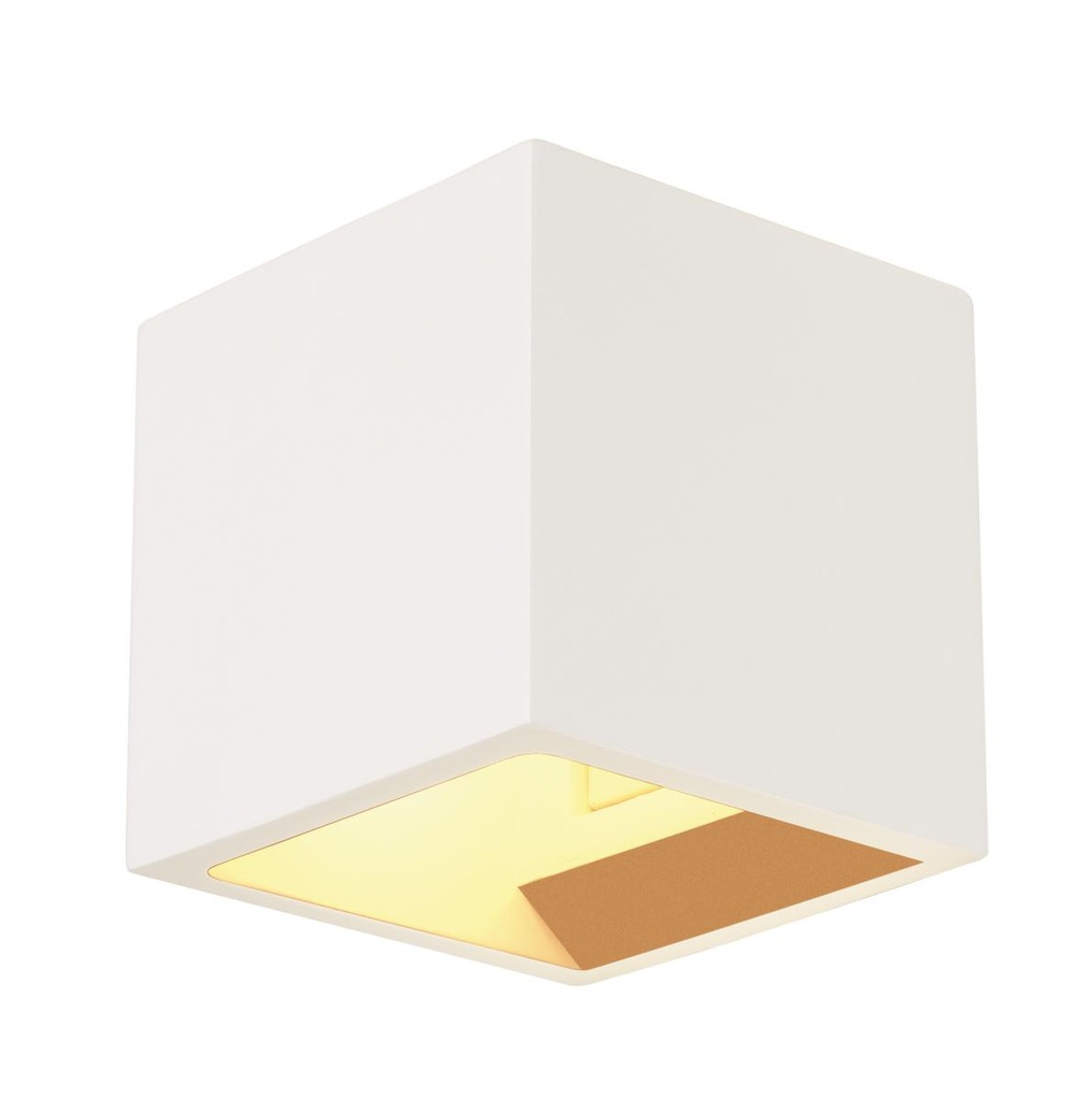 [SLV-148018] PLASTRA, wandarmatuur, QT14, hoekig, Cube, witte gips, max. 42 W