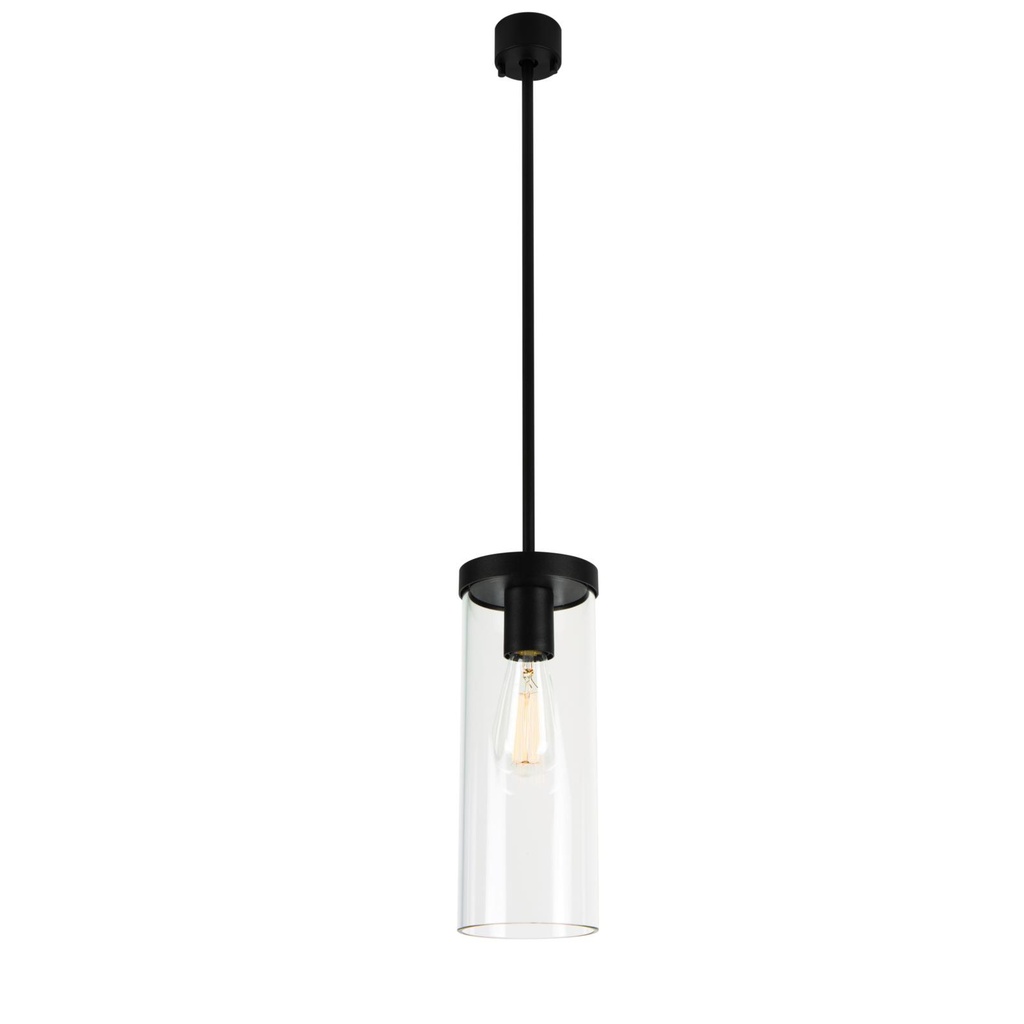 POLINA hanglamp met bolgewricht en opbouwdoos - glas H320 zwart textuur