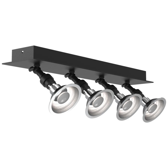 PULA opbouw plafondverlichting - richtbaar - met kniegewricht - zonder transfo zwart textuur