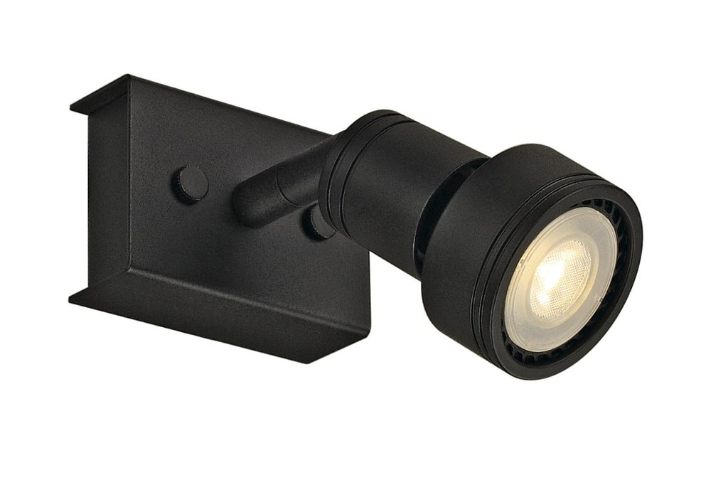 [SLV-147360] PURI 1, wand- en plafondarmatuur, eenvlammig, QPAR51, mat zwart, max. 50W, met decoratieve ring