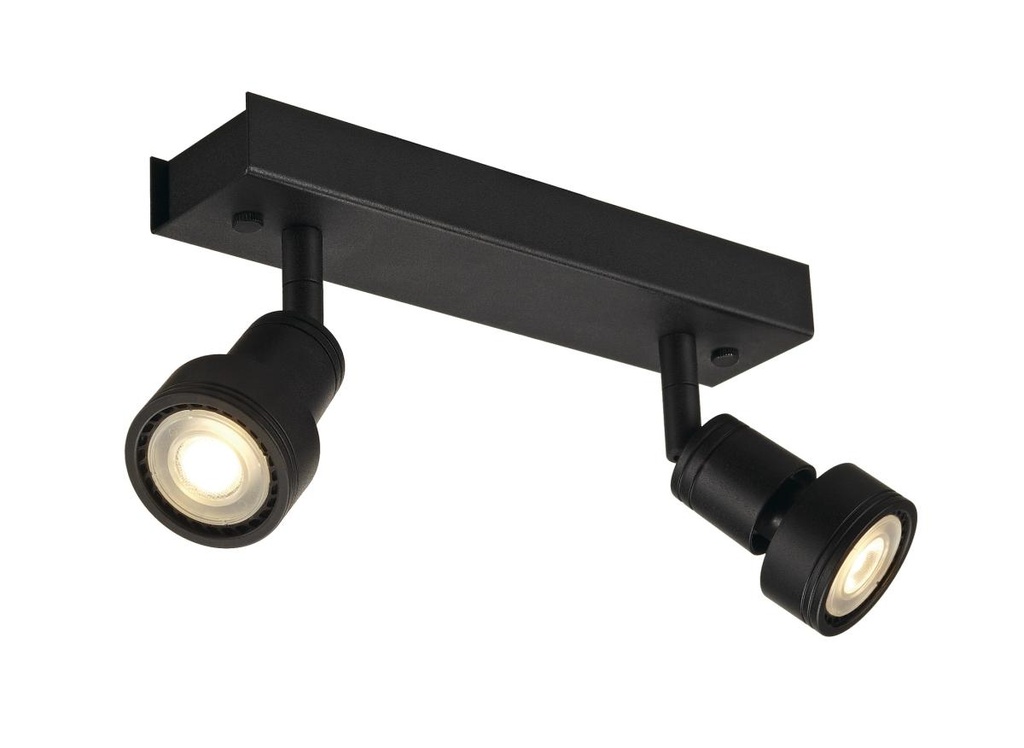 [SLV-147370] PURI 2, wand- en plafondarmatuur, tweevlammig, QPAR51, mat zwart, max. 100 W, met decoratieve ring