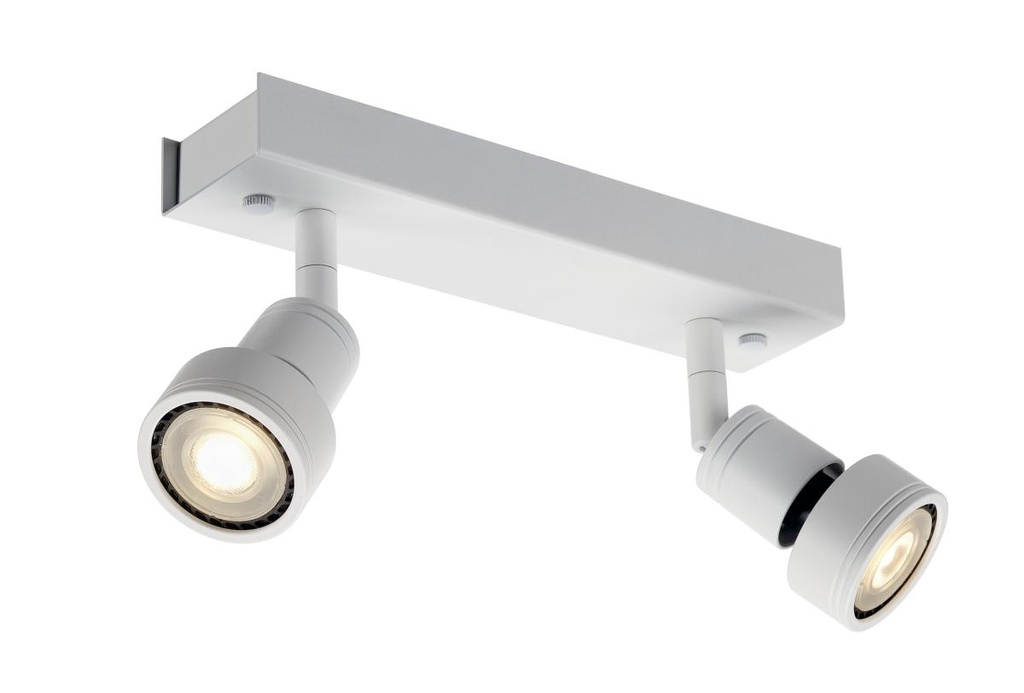 PURI 2, wand- en plafondarmatuur, tweevlammig, QPAR51, matwit, max. 100 W, met decoratieve ring