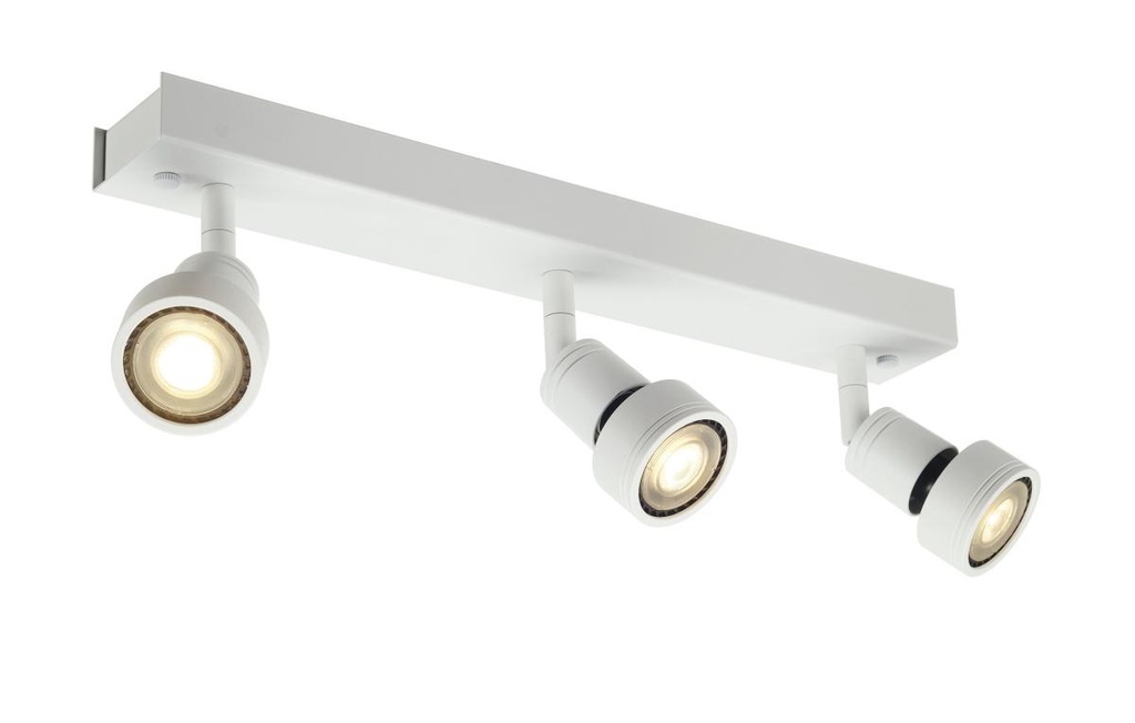 PURI 3, wand- en plafondarmatuur, drievlammig, QPAR51, matwit, max. 150 W, met decoratieve ring