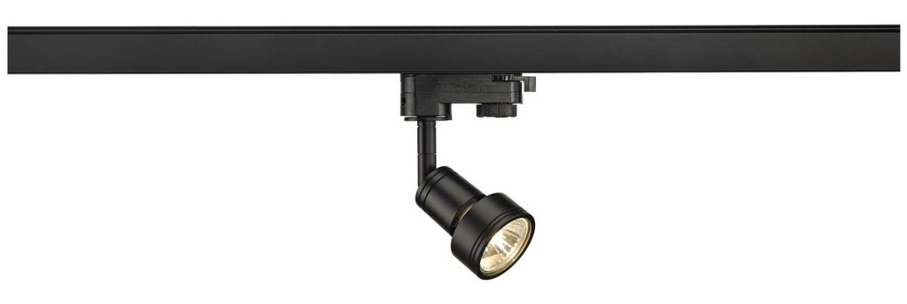 PURI, spot voor 3-fase 230V stroomrail, QPAR51, mat zwart, max. 50W, incl. 3-fase adapter