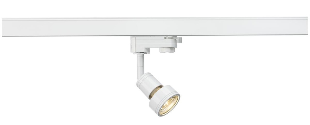 PURI, spot voor 3-fase 230V stroomrail, QPAR51, wit, max. 50W, incl. 3-fase adapter