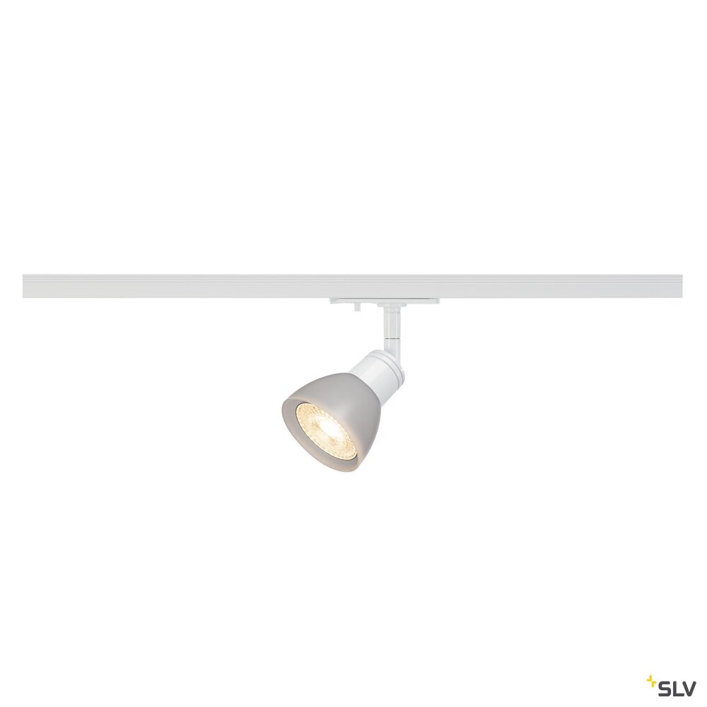 PURIA, spot voor 1-fase 230V stroomrail, QPAR51, wit, gesatineerde kunststof, max. 50W, incl. 1-fase