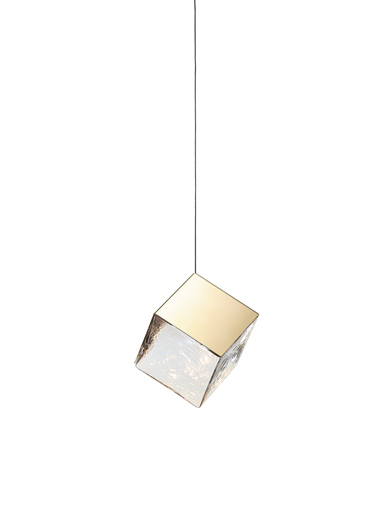 PYRITE single pendant large with canopy, clear glass, gold fitting, non-dimmable dimming