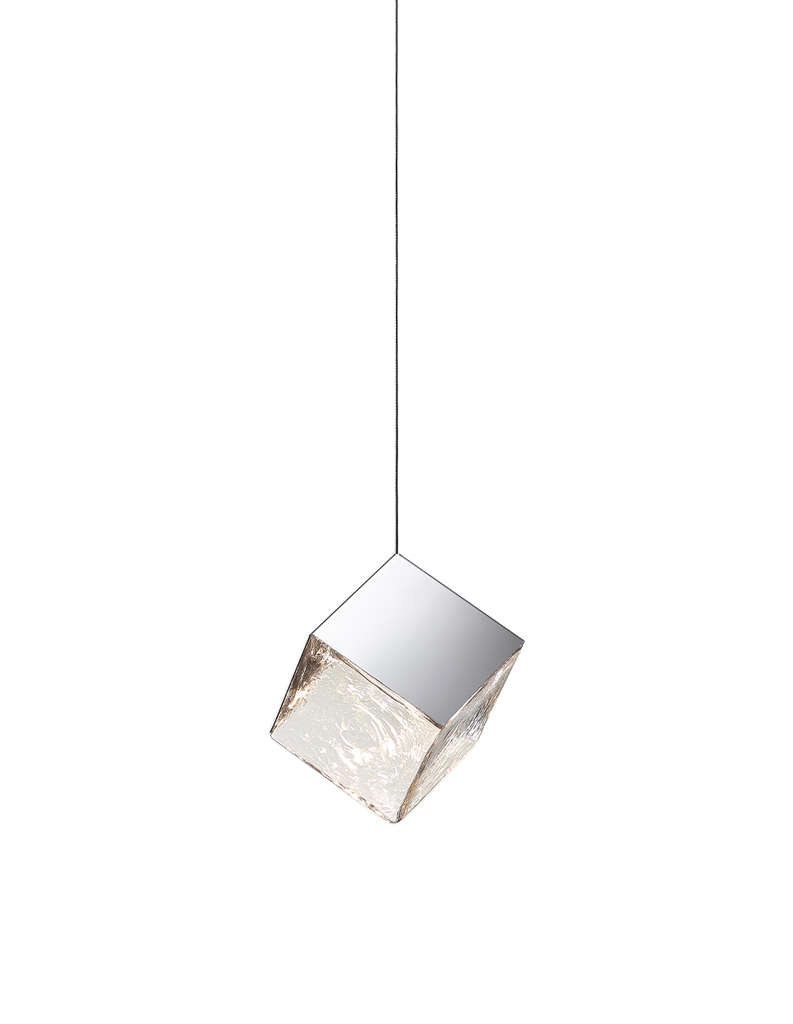 PYRITE single pendant large with canopy, clear glass, silver fitting, non-dimmable dimming