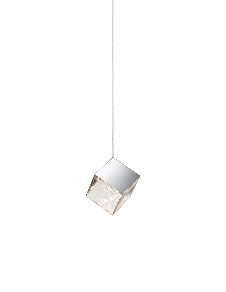 PYRITE single pendant small with canopy, clear glass, silver fitting, non-dimmable dimming