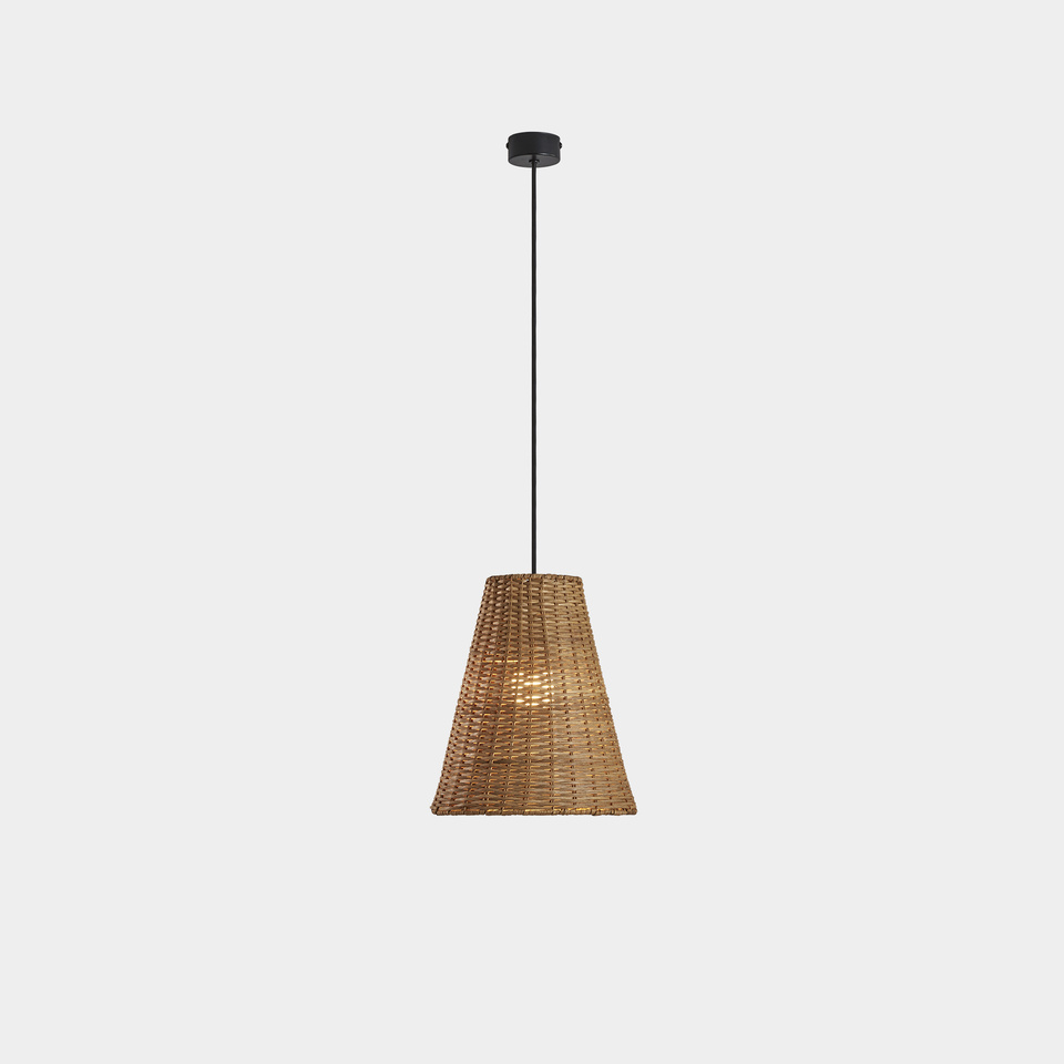 Pendant Caribe ø260 E27 15W Black Natural rattan 517lm