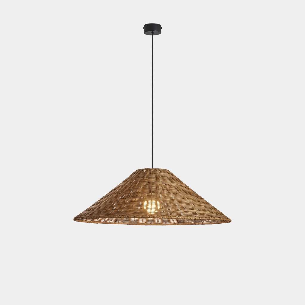 Pendant Caribe ø600 E27 15W Black Natural rattan 722lm