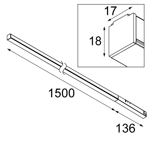 Pista Linear Light Track 48V 1636 1x LED 3000K 1-10V Black Structure