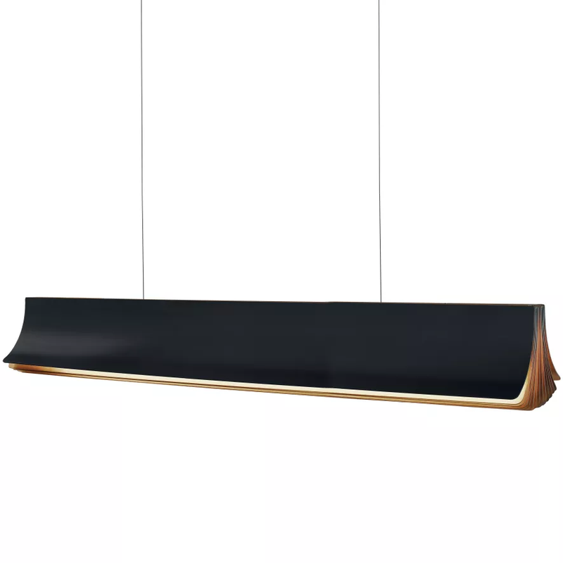 RESPIRO 1200 BL-GOLD - Black pendant lamp, gold inside