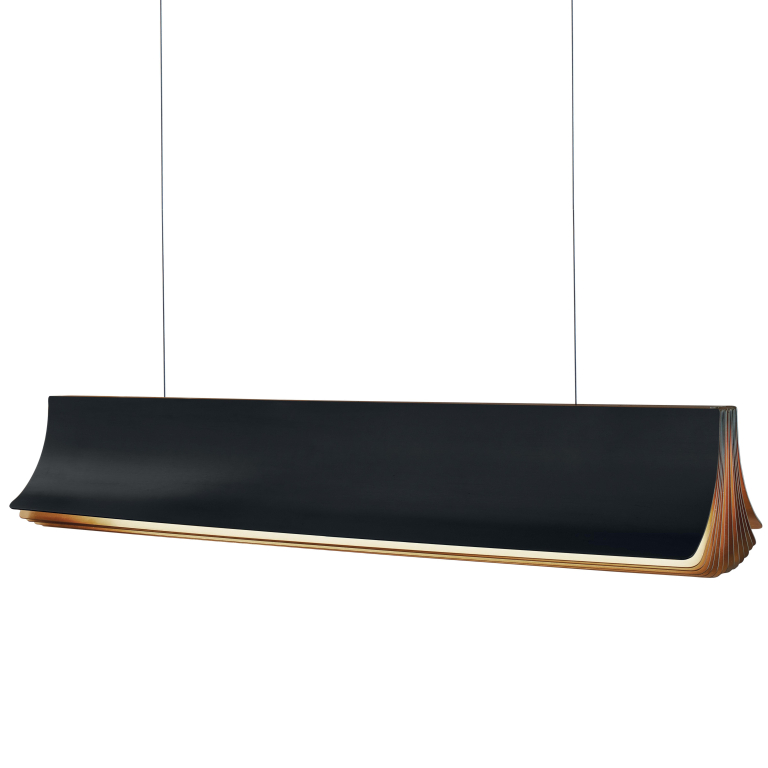 RESPIRO 900 BL-GOLD - Black pendant lamp, gold inside