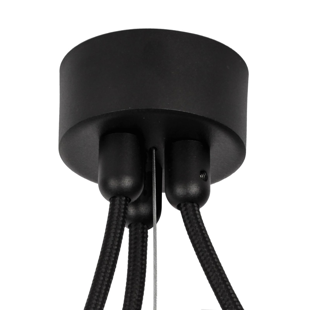 [PSM-058.3.2M] ROSETTE UP opbouwrozet - verbindingsdoos met trekontlastingen voor 3 textielkabels + gaatje voor sta