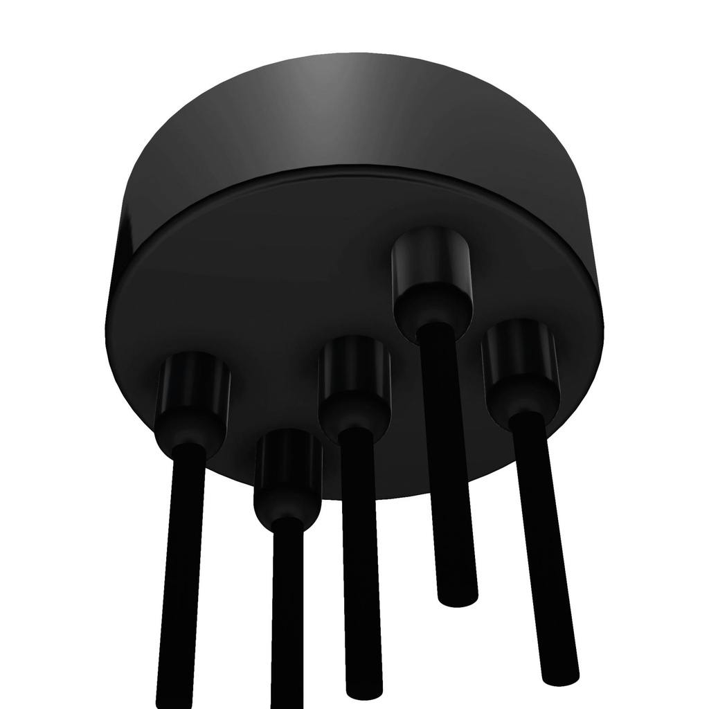 ROSETTE UP opbouwrozet - verbindingsdoos met trekontlastingen voor 5 textielkabels zwart textuur