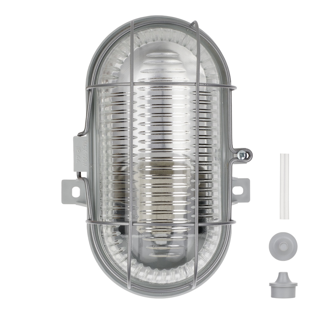 RoBust Bulkhead E27 Oval L Grey IP44 Max 100W