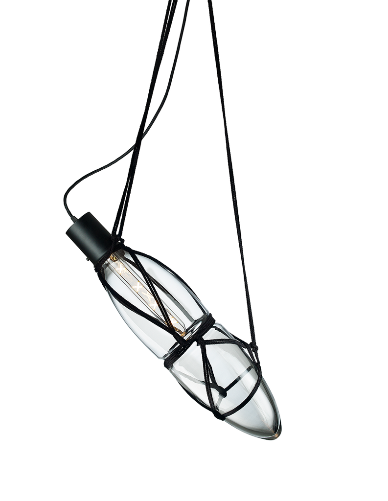 SHIBARI pendant light - 1 pc, clear glass, black fitting, dimmable dimming