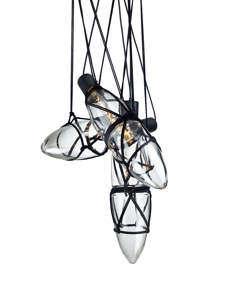 SHIBARI pendant light - 3 pcs, clear glass, black fitting, dimmable dimming