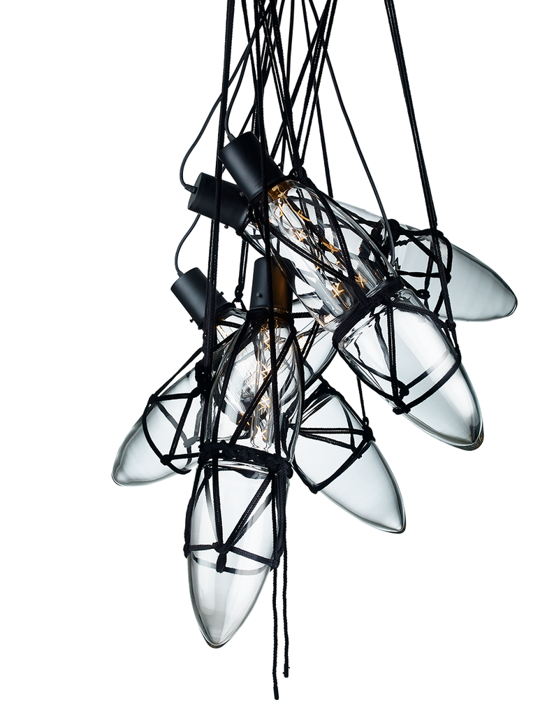SHIBARI pendant light - 5 pcs, clear glass, black fitting, dimmable dimming