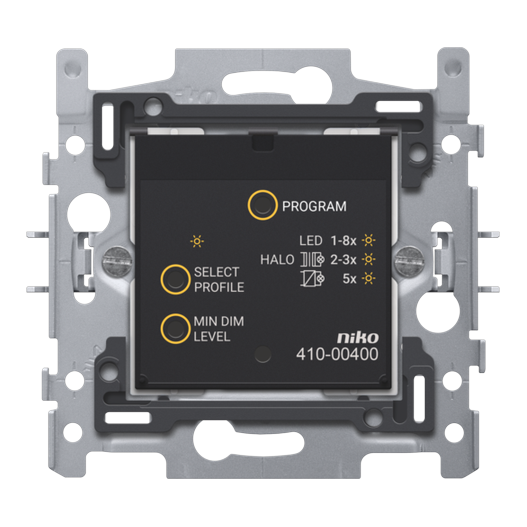 [NIK-410-00400] SLIMME UNIVERSELE DRUKKNOPDIMMER, 2-DRAADS, KLAUWBEVESTIGING