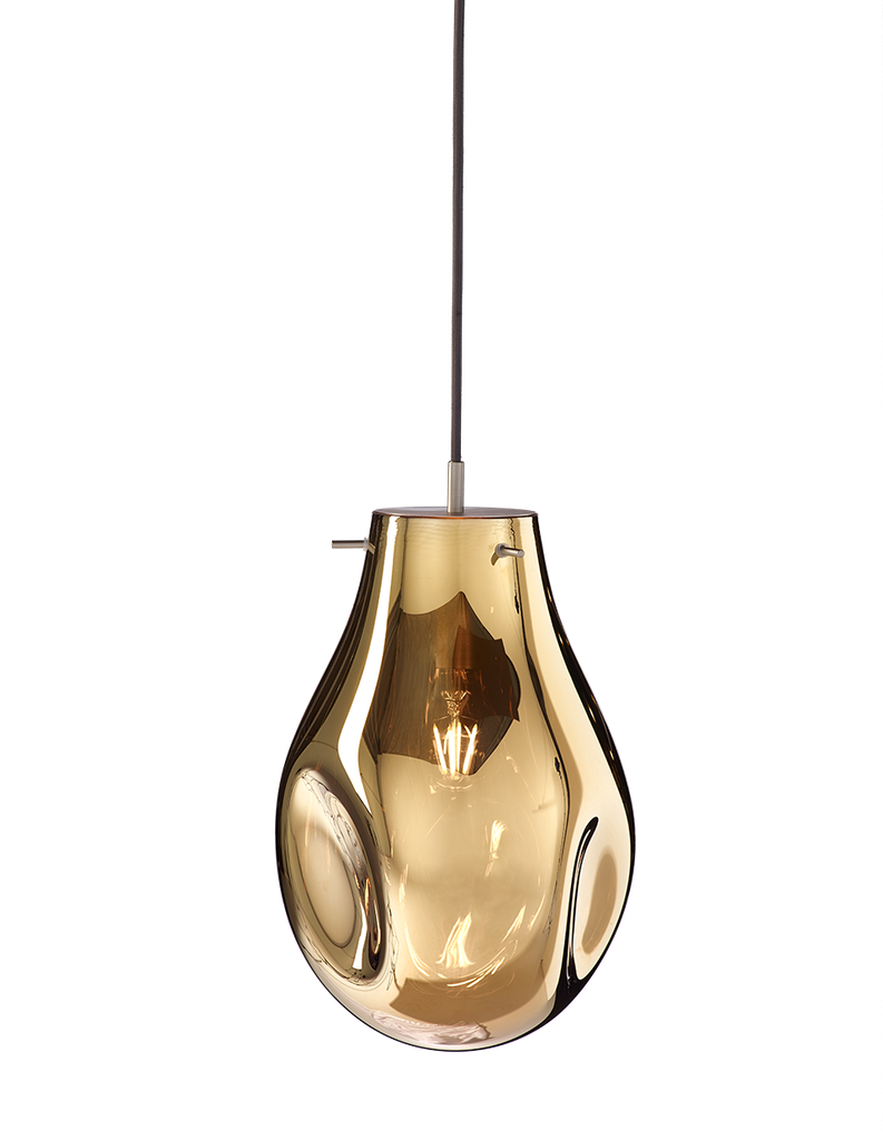 SOAP pendant large with canopy, gold glass, brushed silver fitting, dimmable dimming