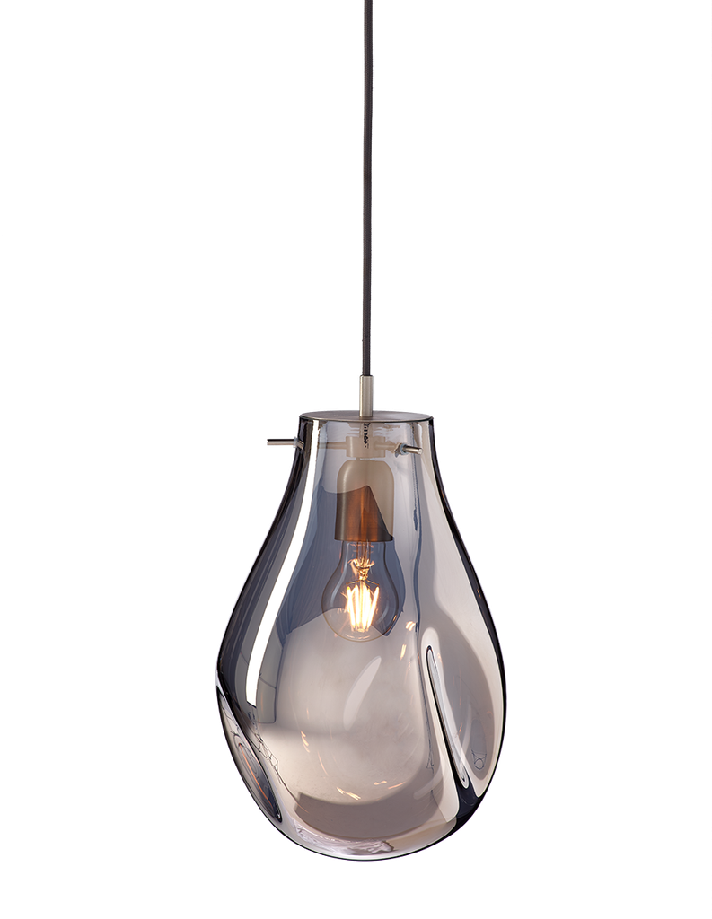 SOAP pendant large with canopy, silver glass, brushed silver fitting, dimmable dimming