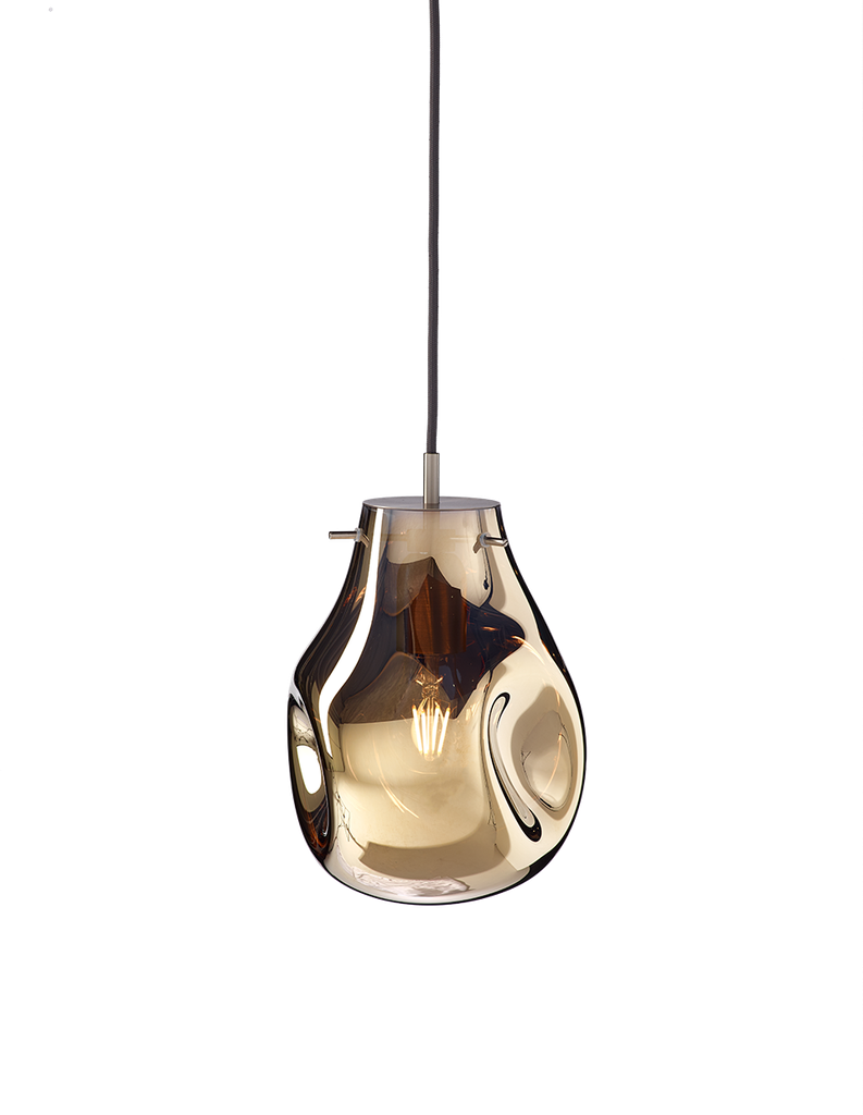 SOAP pendant small with canopy, gold glass, brushed silver fitting, dimmable dimming