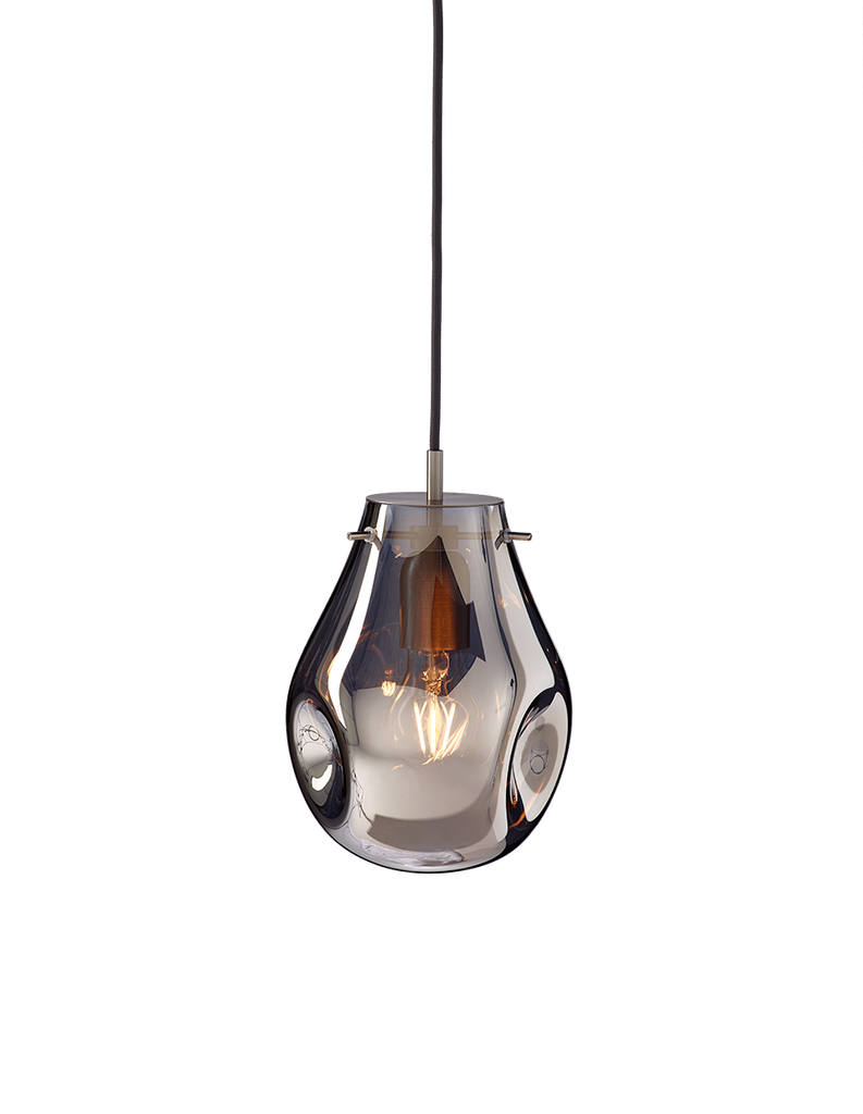 SOAP pendant small with canopy, silver glass, brushed silver fitting, dimmable dimming
