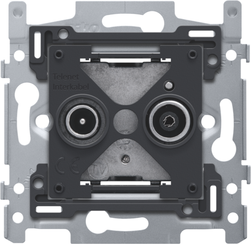 SOKKEL 2 ENKELVOUDIGE COAXAANSL. TV/FM TELENET INTERKABEL, KLAUW