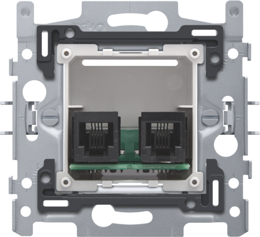 SOKKEL TELEFOONCONTACTDOOS MET 2 RJ11-CONTACTEN, KLAUW