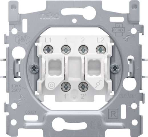 SOKKEL WISSELSCHAKELAAR 10A EN DRUKKNOP NO/NG, SCHROEF