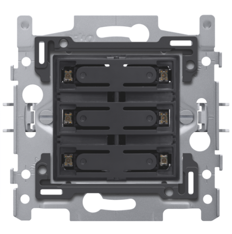 SOKKEL ZESVOUDIGE POTENTIAALVRIJE DRUKKNOP 24V, NO, LED, KLAUW