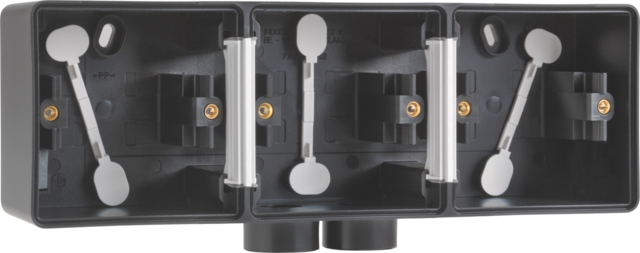 SPUITWATERDICHTE 3-VOUD. OPBOUWDOOS, 3 FUNCTIES, 2 M20-INGANGEN