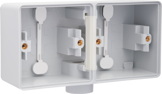 SPUITWATERDICHTE DUBBELE OPBOUWDOOS, 2 FUNCTIES, 1 M20-INGANG