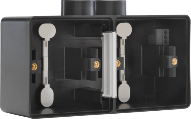 SPUITWATERDICHTE DUBBELE OPBOUWDOOS, 2 FUNCTIES, 2 M20-INGANGEN