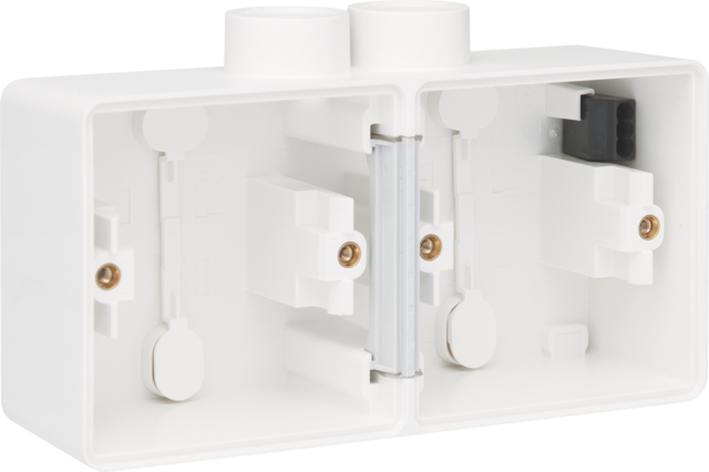 SPUITWATERDICHTE DUBBELE OPBOUWDOOS, 2 FUNCTIES, 2 M20-INGANGEN