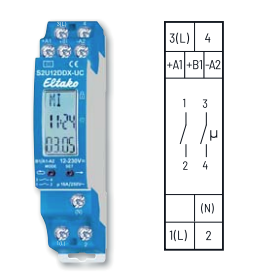 [ELT-S2U12DDX-UC] Schakelklok dag-weekprogramma 1+1NO 16A DINrail