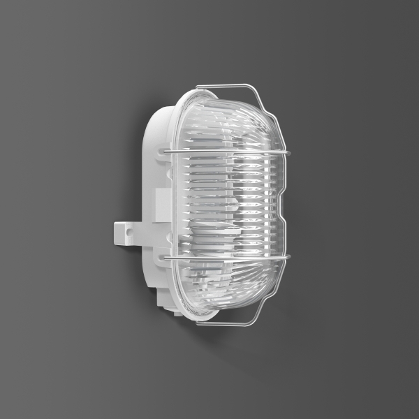 Standard, grijs, on/offOvale armaturen uit kunststof stootvast, L 176 B 122 H 110, Glas helder, ge