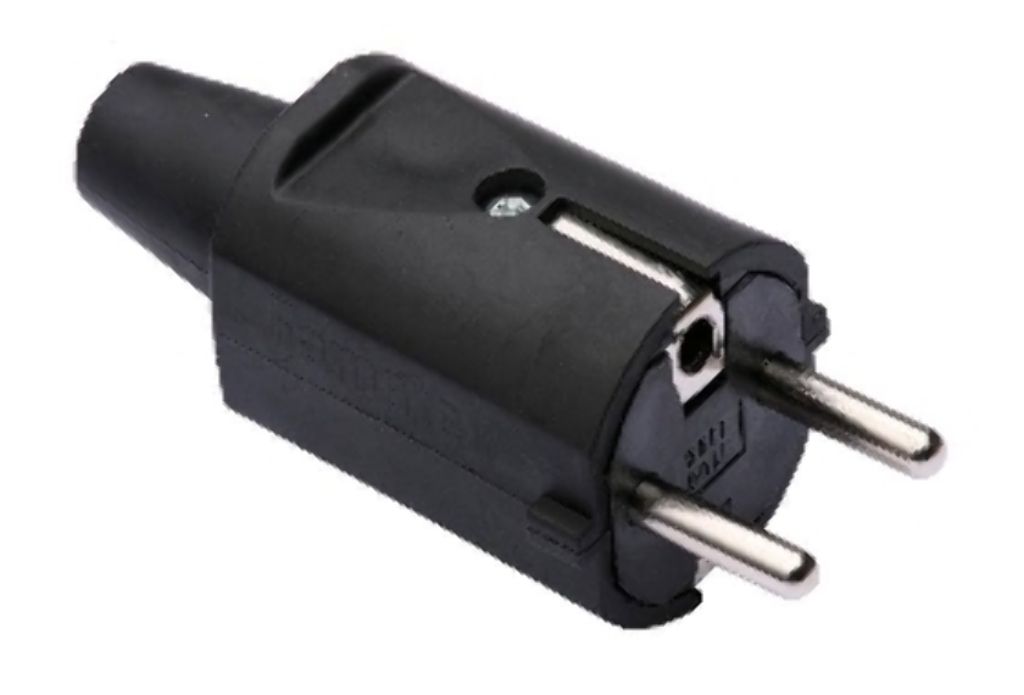 [VDE-1106-BE] Stekker Rubber 2Pol +A 10/16A IP20