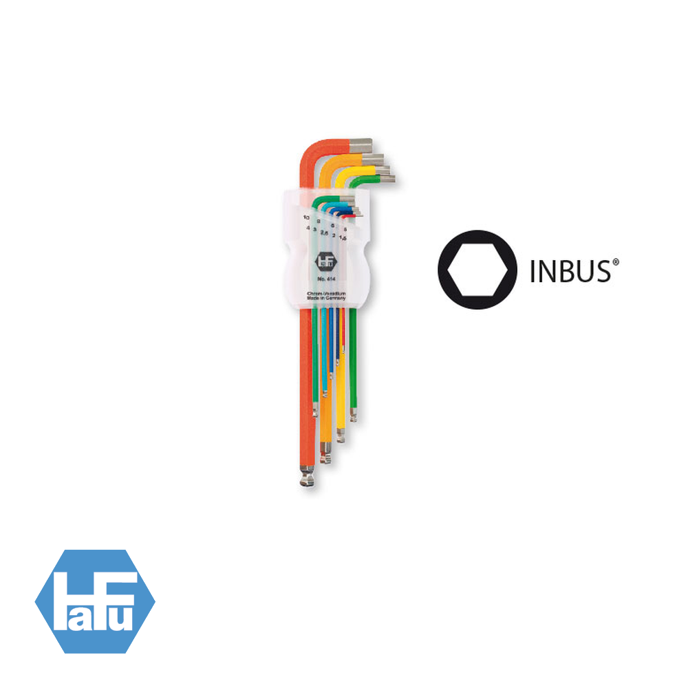 [PRO-HF414-190-89] Stiftsleutelset met kogelkop “FABLIX® SPECTRAL” - INBUS - 9 delig - Extra Lang