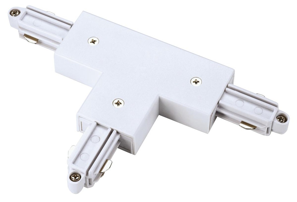 [SLV-143071] T-aansluiting voor 1-fase hoogspanningsrail, opbouwversie, aarde buiten, links, wit