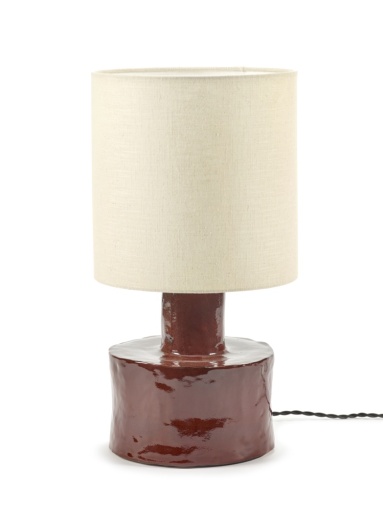 [SER-B0422017] TABLE LAMP RED - BEIGE CATHERINE