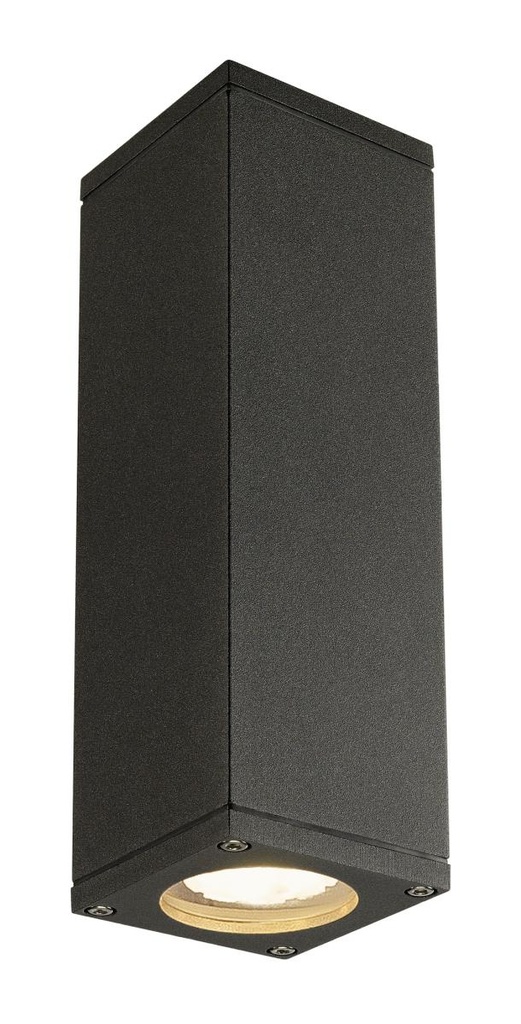 THEO, outdoor wandarmatuur, QPAR51, IP44, hoekig, up/down, antraciet, max. 70W