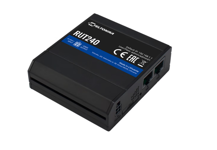 [SMP-AC-SP-LU2] Teltonica RUT240 4G router with 2 ethernet ports. Includes DIN rail clip