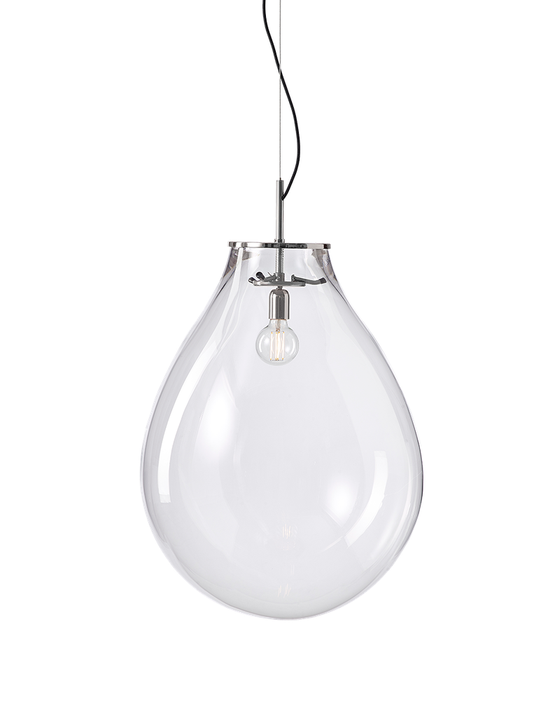 Tim pendant large, clear glass, silver fitting